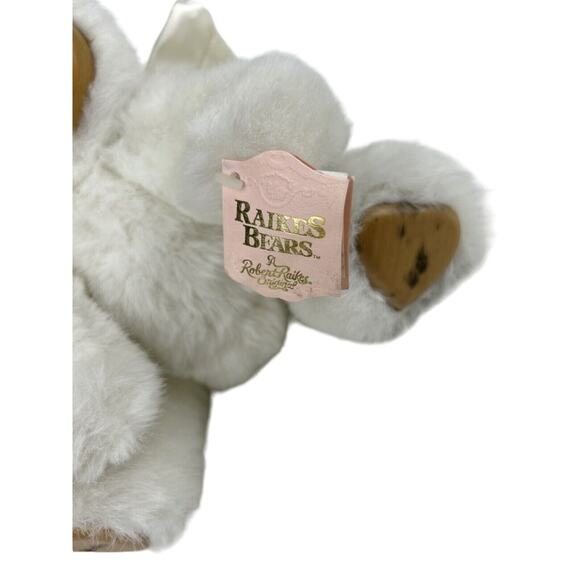 Robert Raikes Cupid Angel Wings White 11" Bear Cub w Wooden Face & Feet Jointed - Picture 3 of 12